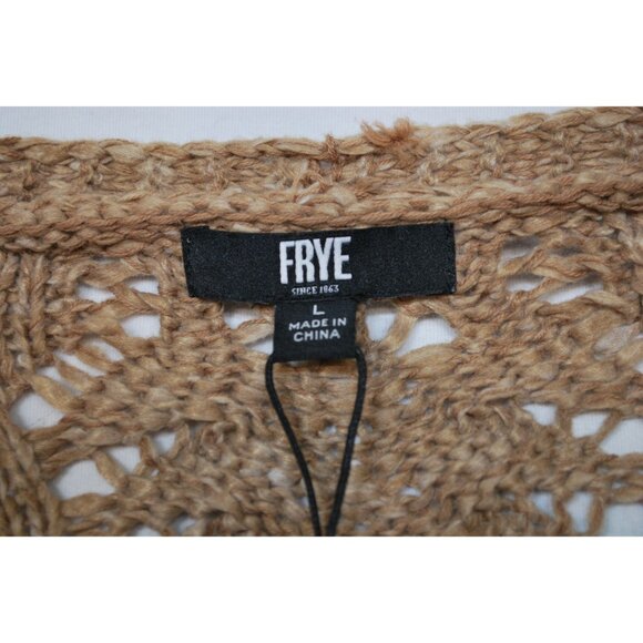 Frye Cinnamon Brown Open Knit Long Sleeve Cardigan Sweater Size Large - Picture 6 of 12